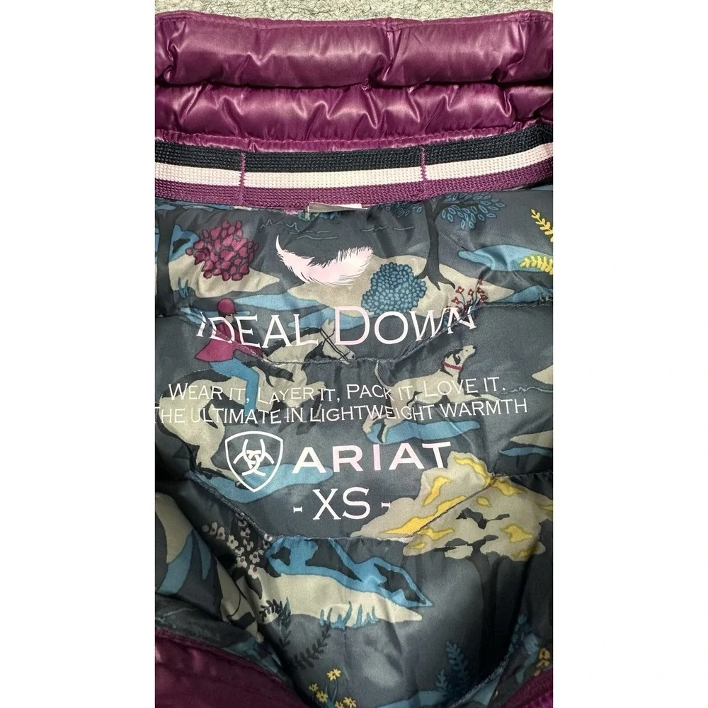 Ariat Girls XS Down Puffer Vest Purple Packable Insulated Kids